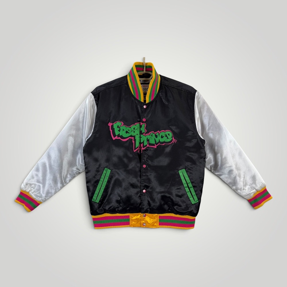 Headgear Classics Fresh Prince of Bel-Air Satin Varsity Jacket Mens XL Black 90s